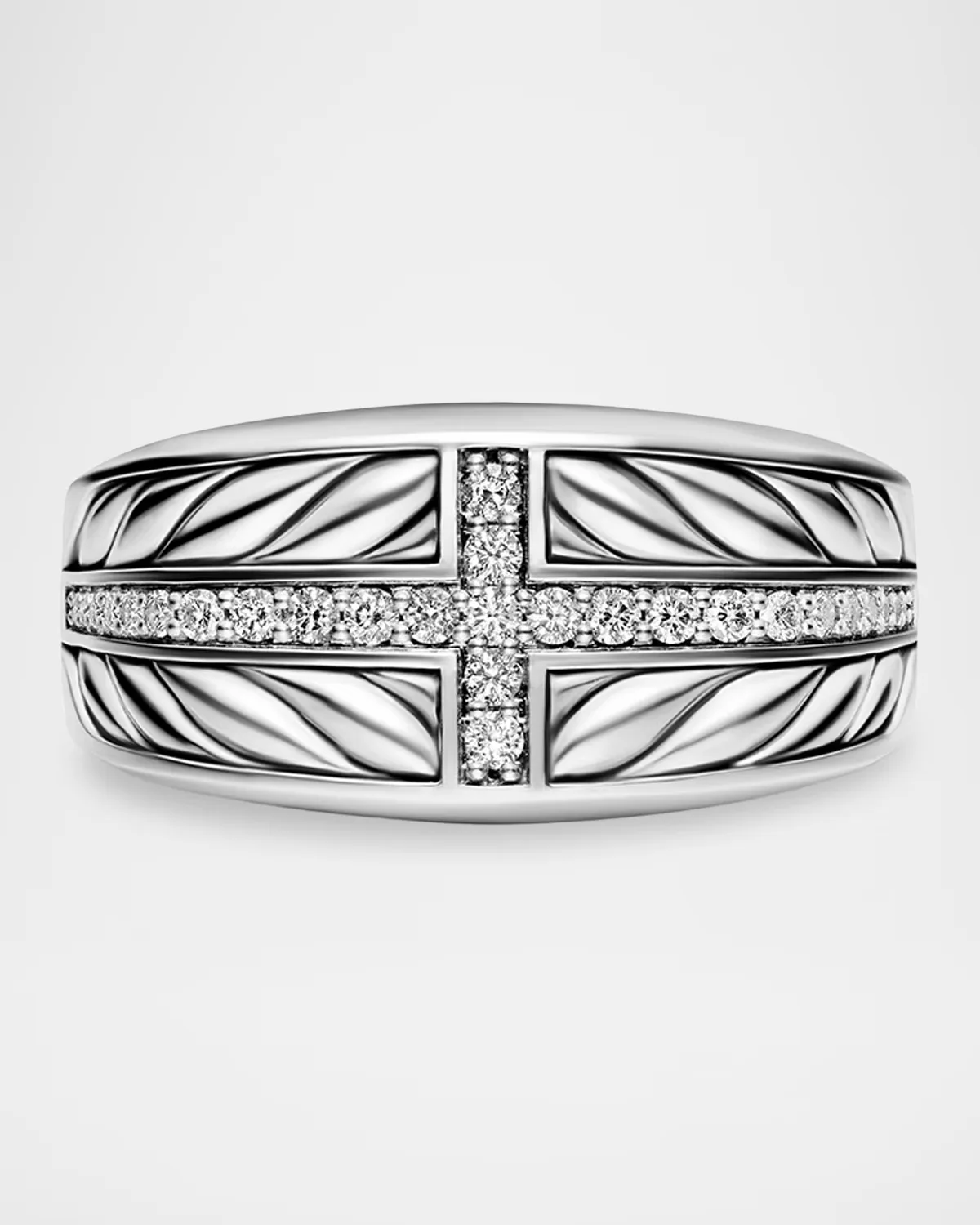 Chevron Three Sided Signet Ring in Sterling Silver, 12.5mm