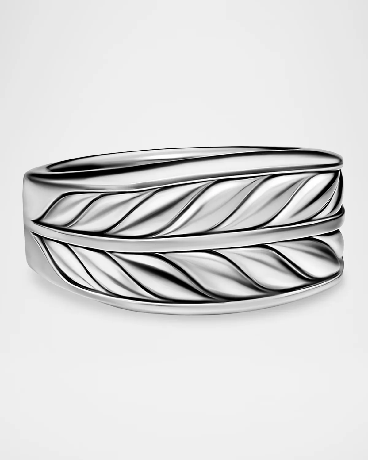 Chevron Three Sided Signet Ring in Sterling Silver, 12.5mm