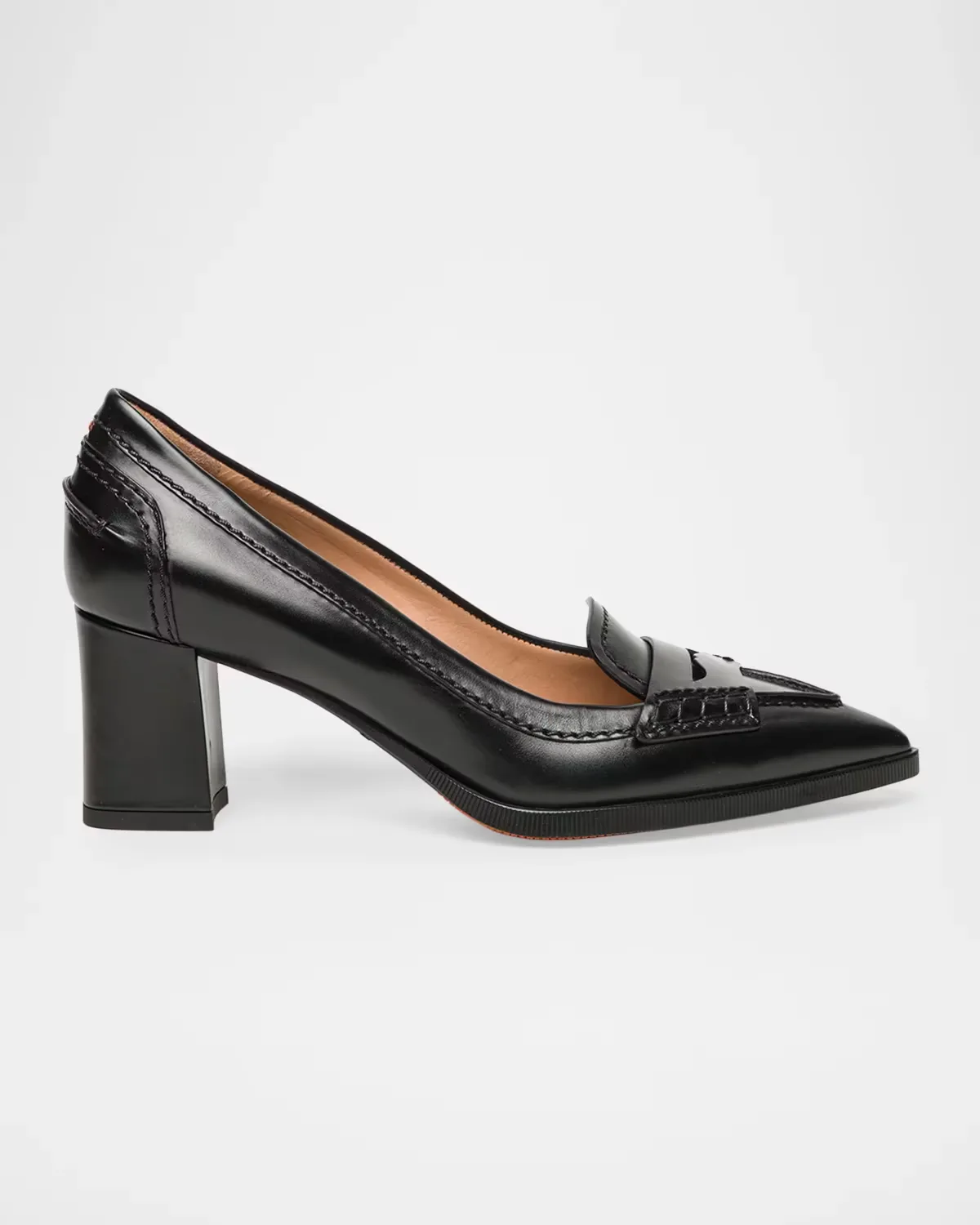65mm Florinda Leather Penny Loafer Pumps by Santoni