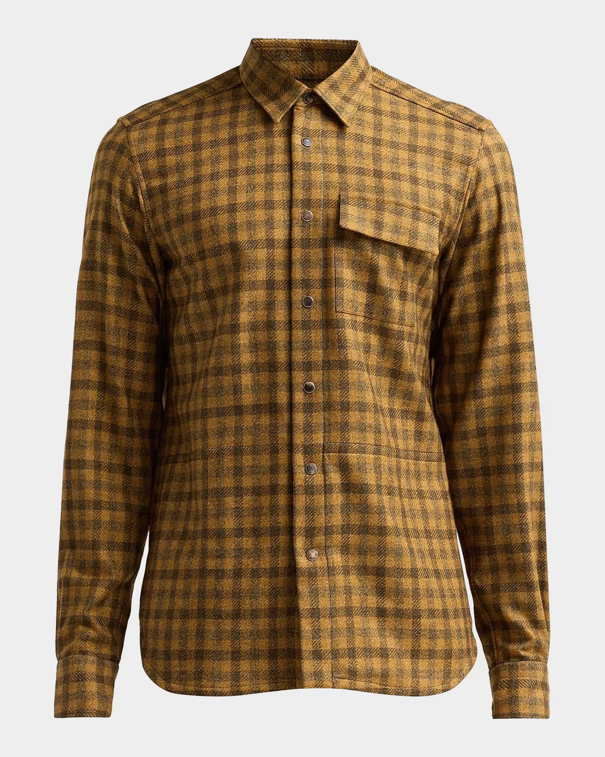Buba Plaid Cashmere Snap-Front Shirt by Kiton