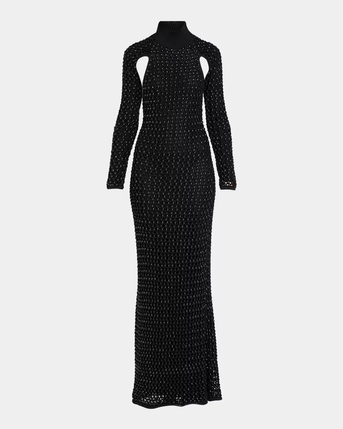 Femme Embellished Crochet Long-Sleeve Backless Maxi Dress
