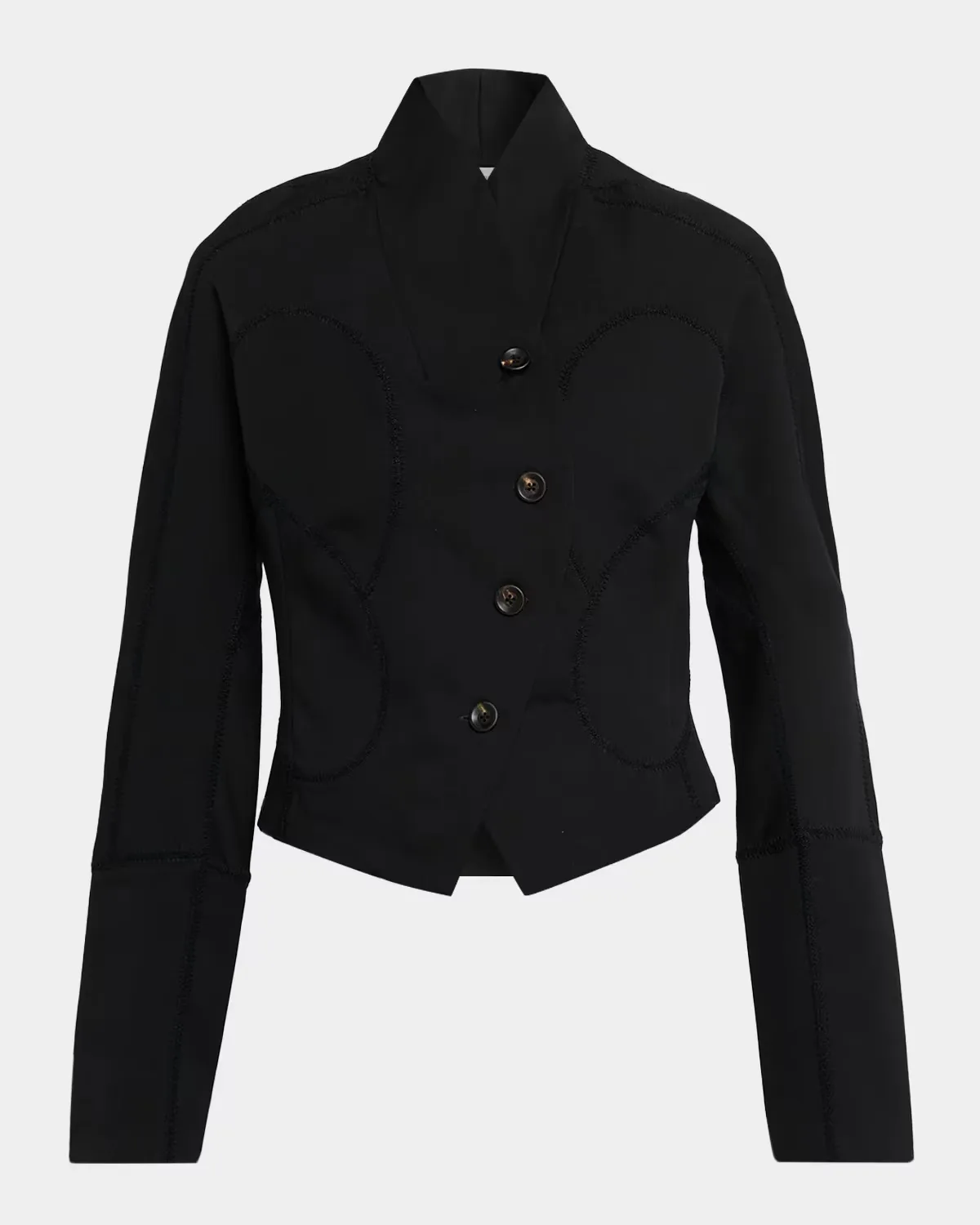 Idolo Stitched Wool Gabardine Blazer Jacket by Diotima