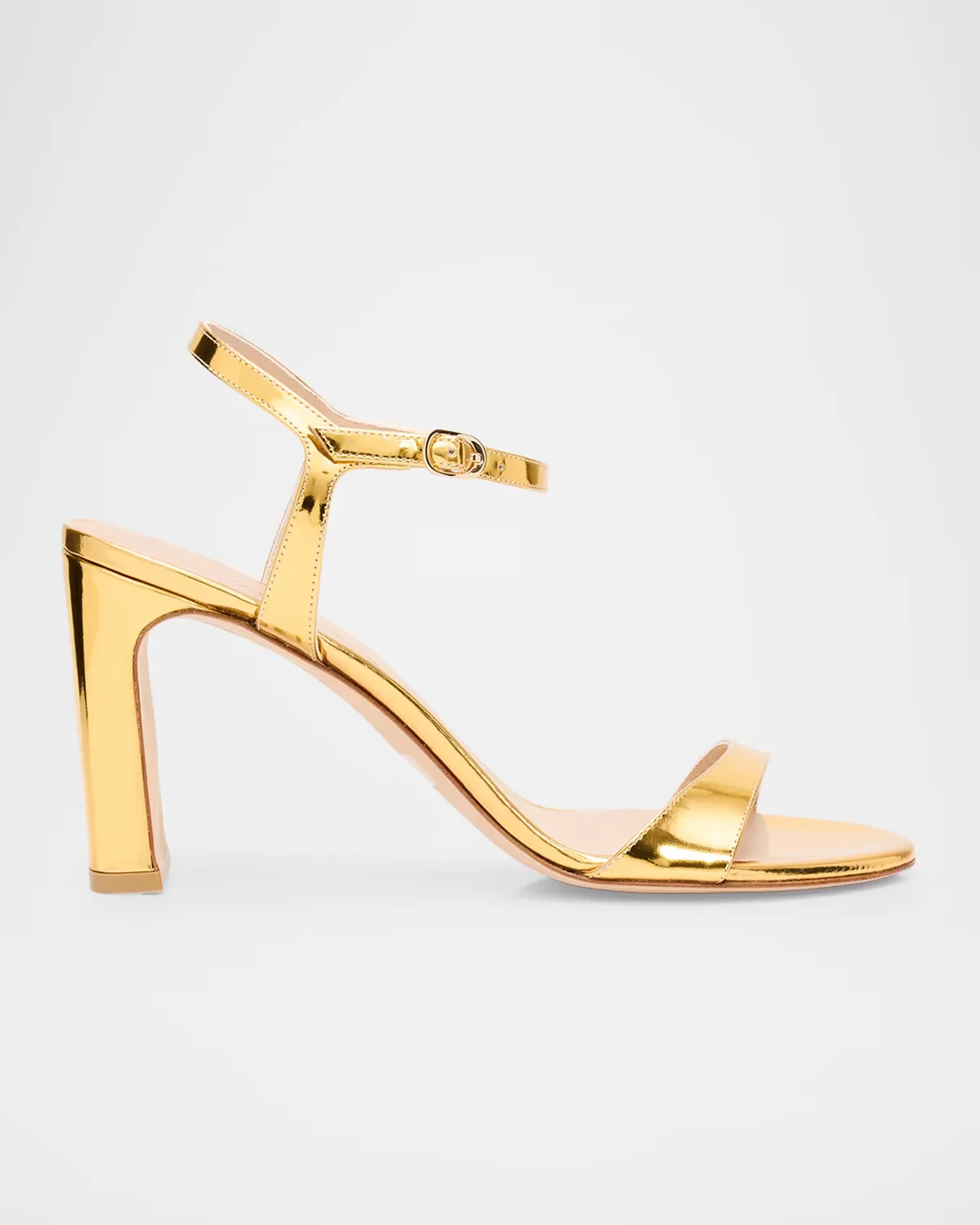 85mm Babette Metallic Leather Ankle-Strap Sandals by Stuart Weitzman
