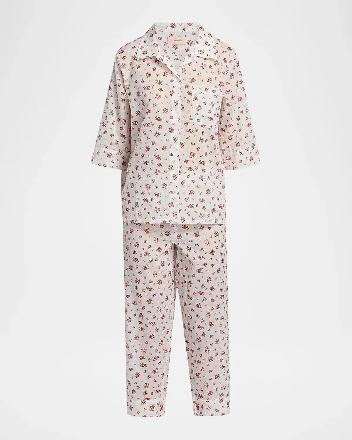 Swiss Dot Floral Cotton Crop Pajamas by Papinelle