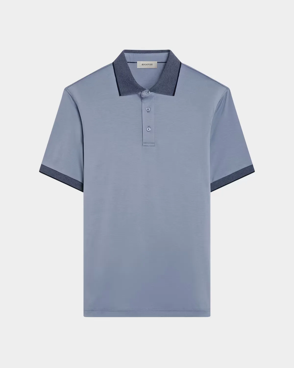 Contrast Collar Cotton Polo Shirt - STEEL by BUGATCHI