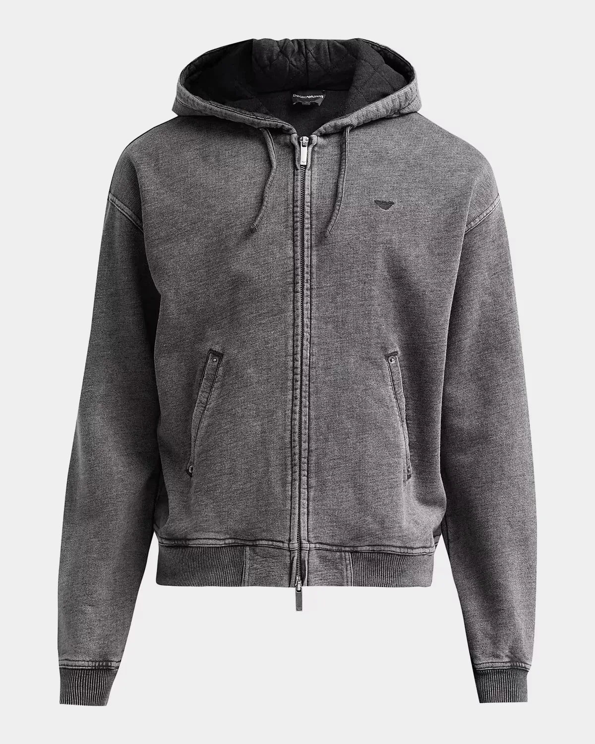Washed Cotton Full-Zip Hoodie by Armani