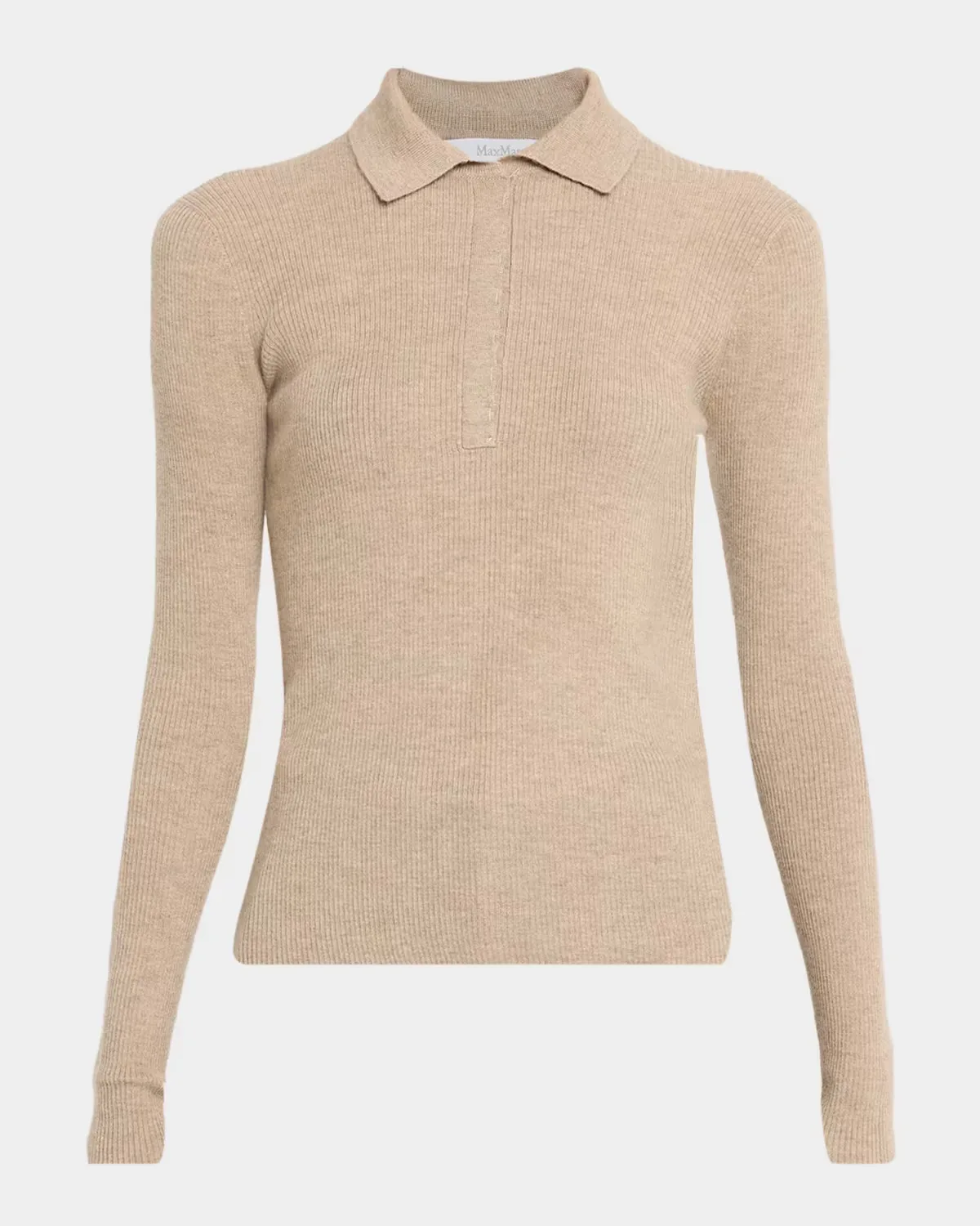 Cashmere Rib Fitted Polo Sweater by Max Mara