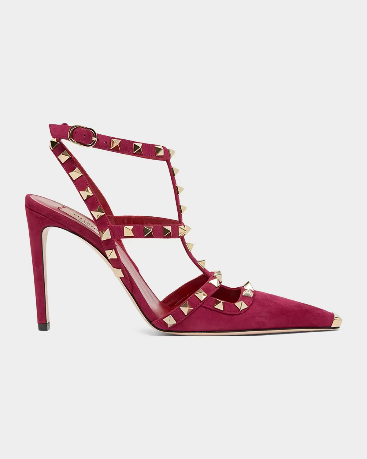Rockstud 100mm Studded Suede Strappy Pumps