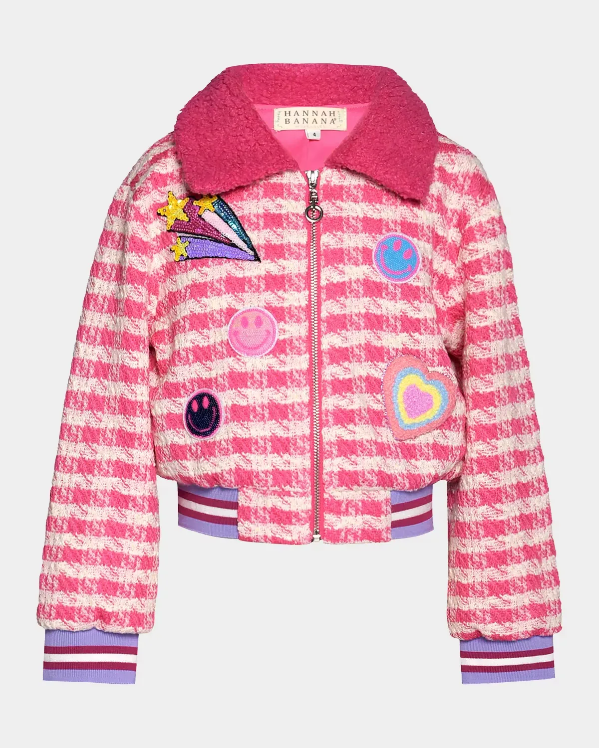 Embellished Houndstooth Bomber Jacket by Hannah Banana