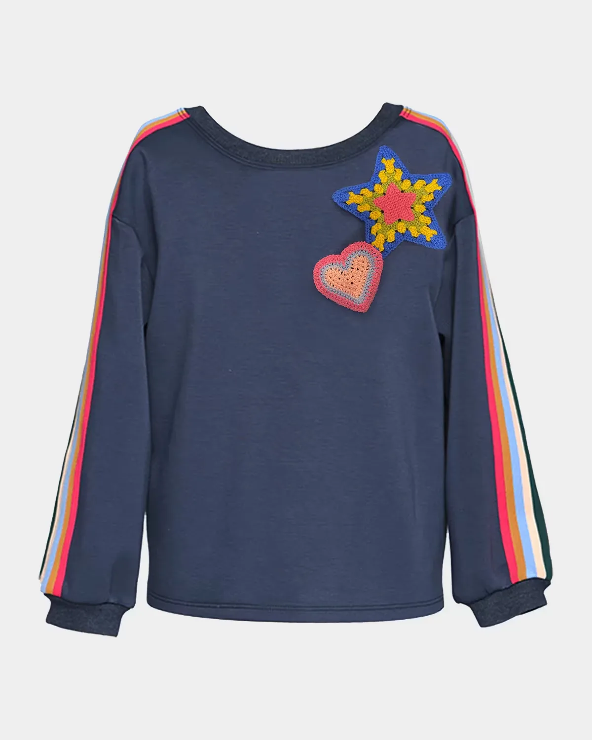 Crochet Detail Long-Sleeve Scuba Sweatshirt by Hannah Banana
