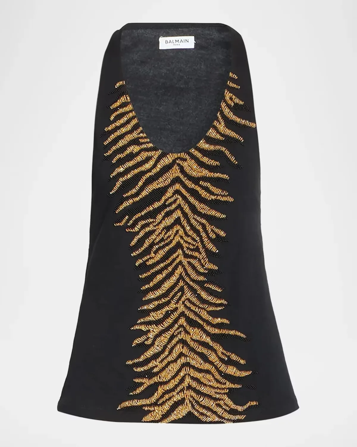 Tiger-Embroidered Cotton Tank by Balmain