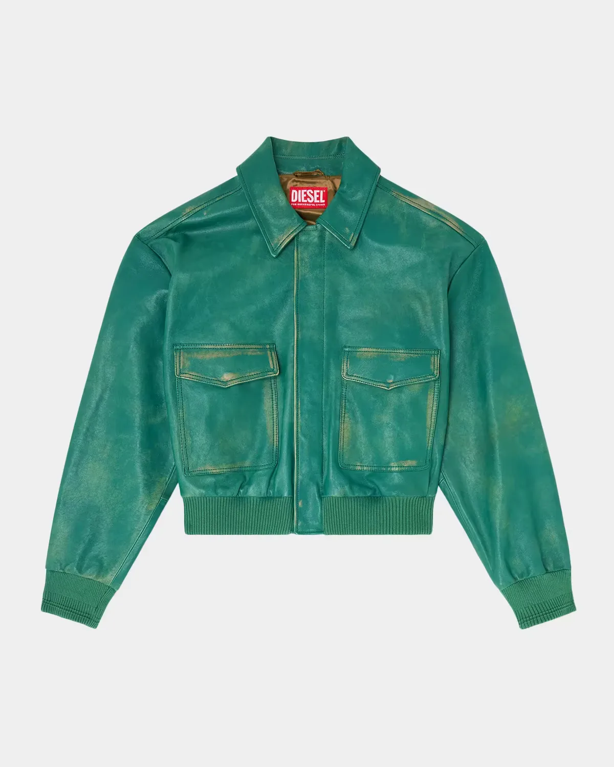 Uman Cropped Leather Jacket by Diesel