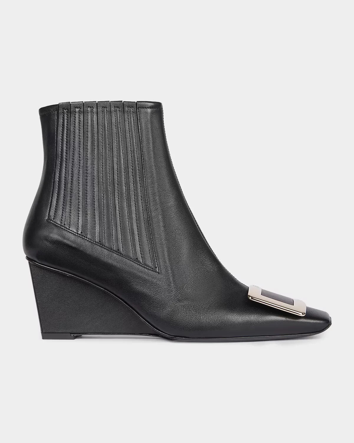 Belle Vivier 60MM Leather Wedge-Heel Ankle Boots by Roger Vivier