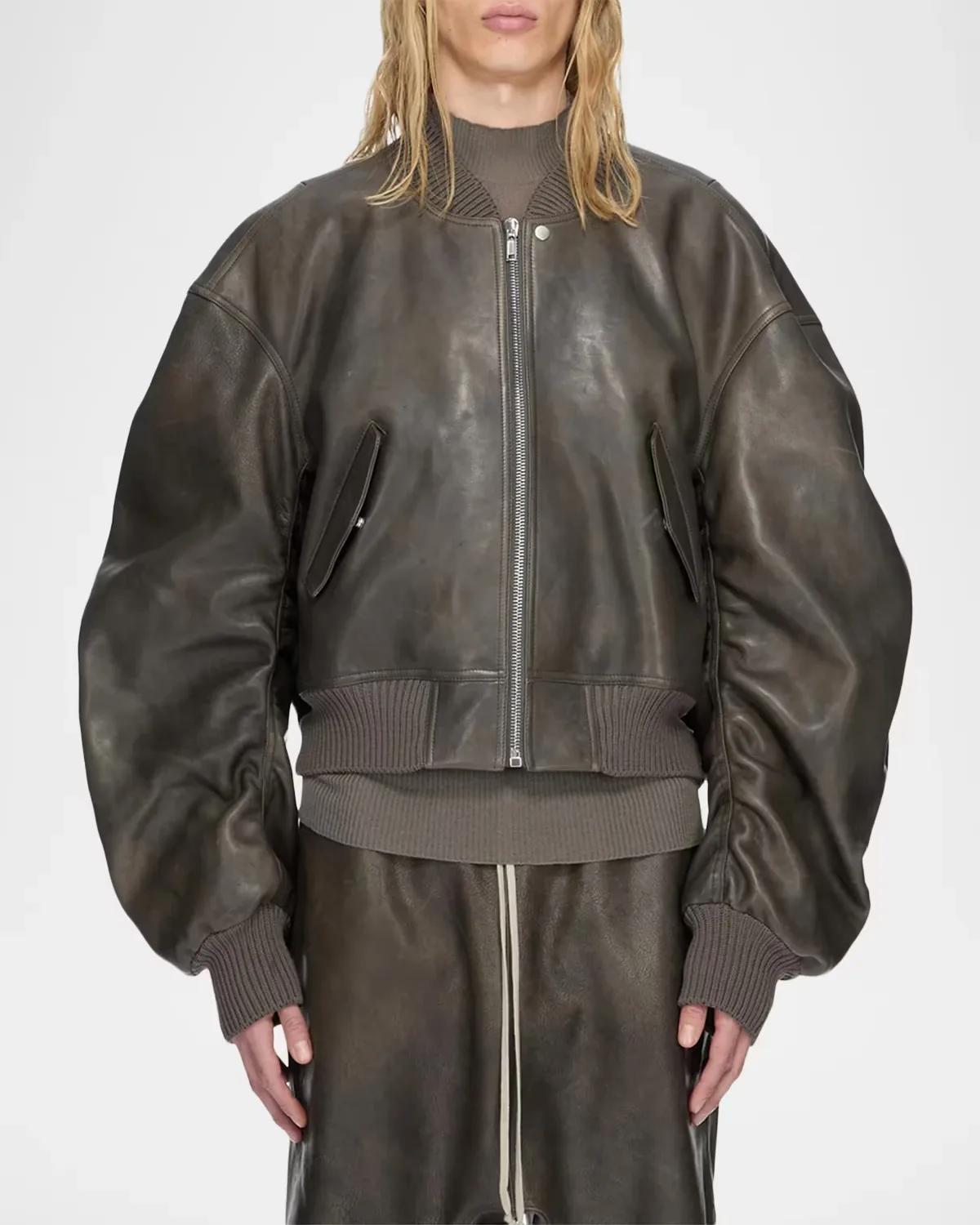 Secchia Flight Leather Bomber Jacket by Rick Owens