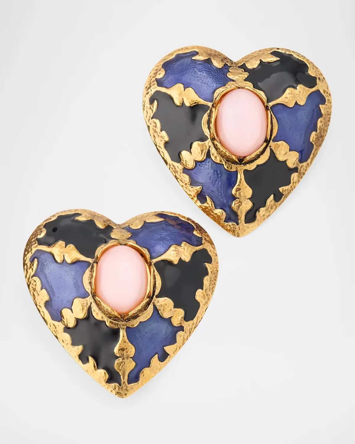 Harlequin Heart Enamel Earrings by Saint Laurent