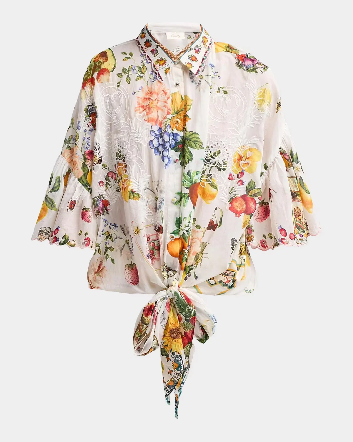 Embellished Cotton Tie-Front Shirt by Camilla