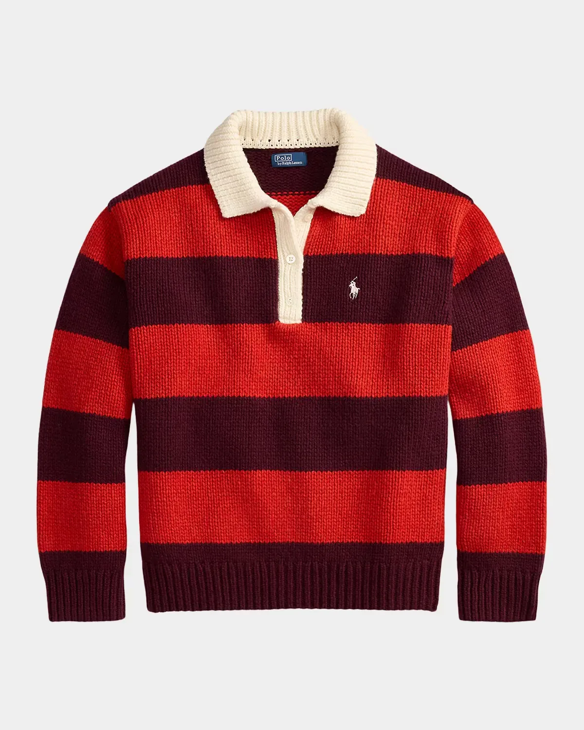 Striped Wool-Blend Rugby Sweater by Polo Ralph Lauren
