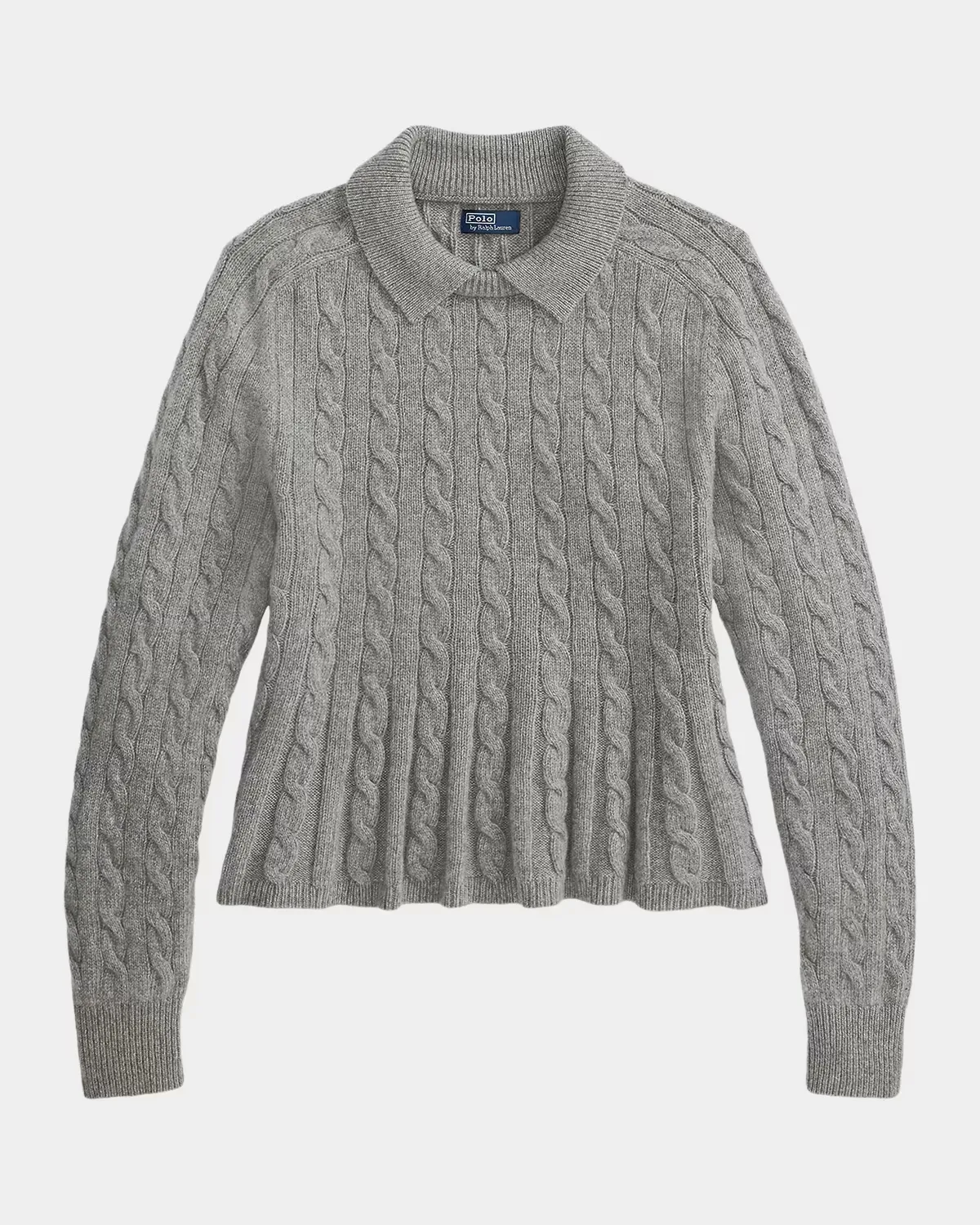 Cable Wool-Cashmere Peplum Sweater by Polo Ralph Lauren