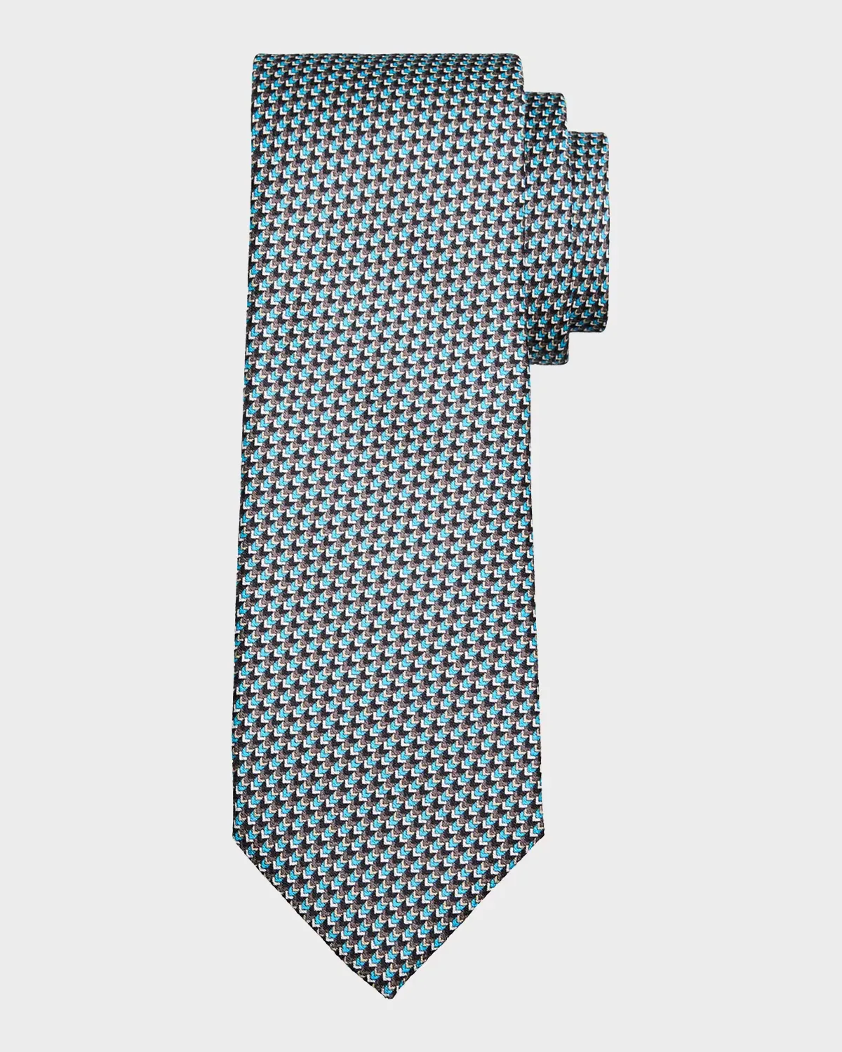 Micro Geometric Print Silk Tie by Brioni