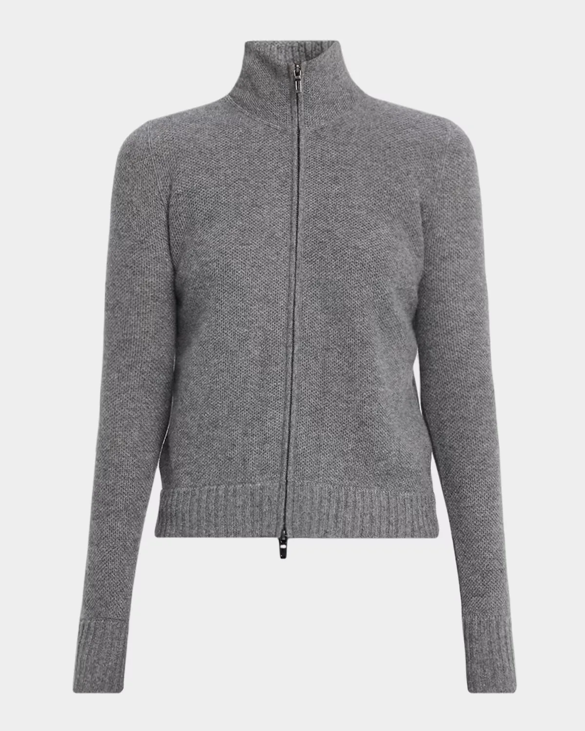 Fancy Stitch Cashmere Zip-Front Cardigan by Neiman Marcus