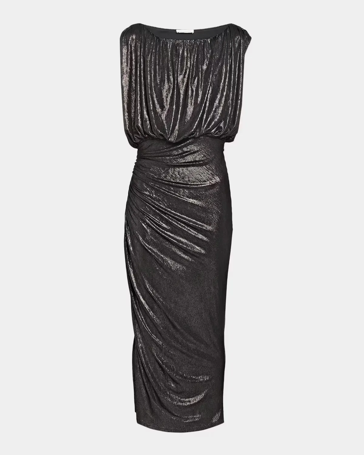 Cindy Metallic Ruched Midi Dress by Ramy Brook