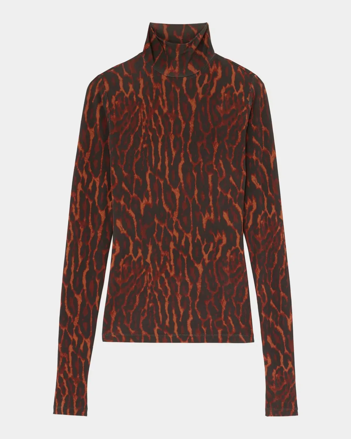 Printed Shiny Jersey Turtleneck Top by GANNI