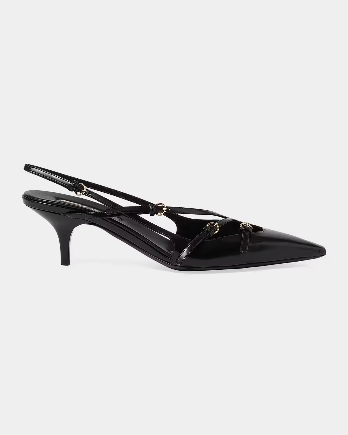 Multi-Buckle 55MM Leather Slingback Pumps by Miu Miu
