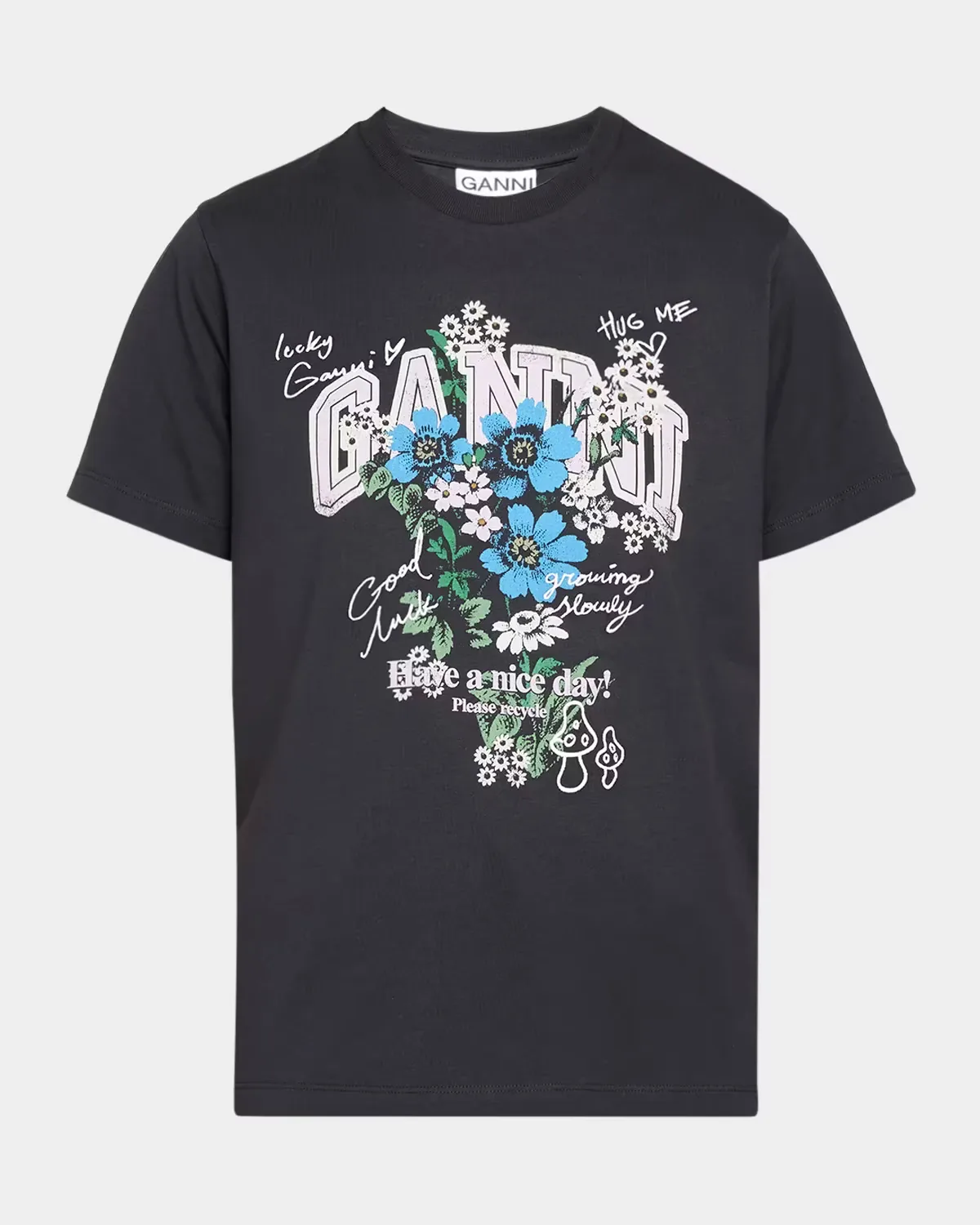 Flower Print Relaxed Crewneck T-Shirt by GANNI