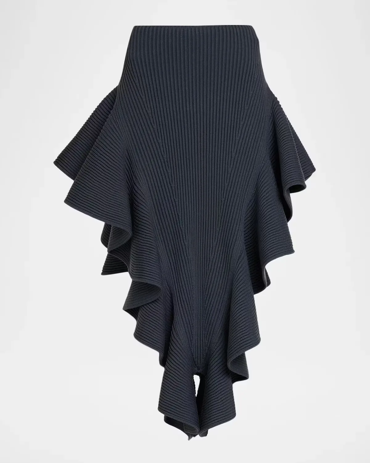 Ruffle Pointed Sculpted Midi Skirt by ALAA