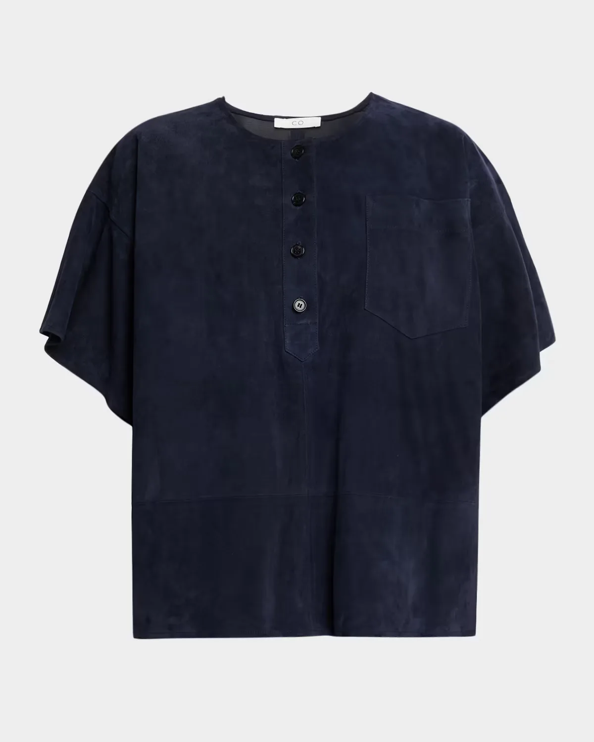 Short-Sleeve Suede Henley Box Shirt by Co