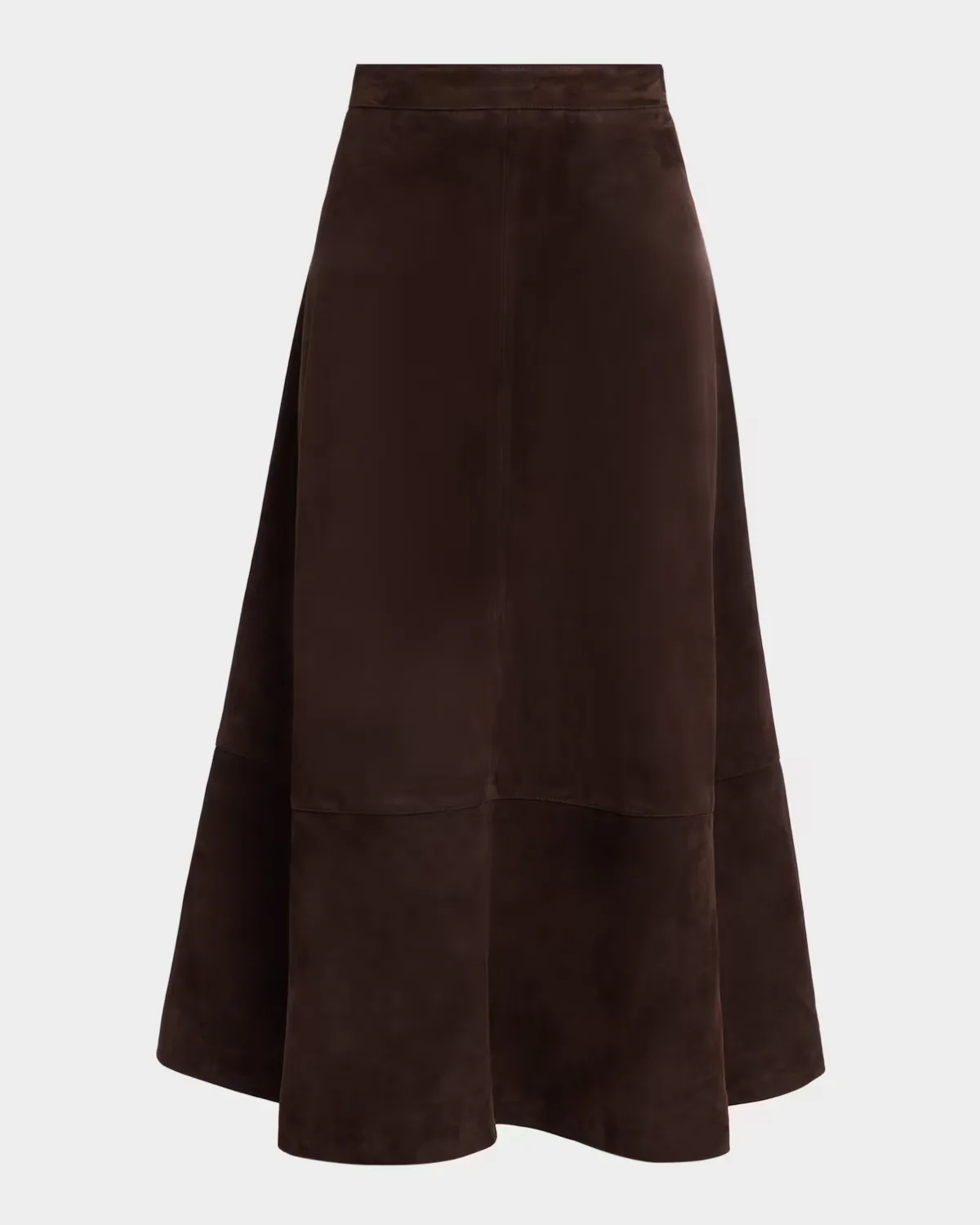 Circle-Cut Suede Midi Skirt by Co