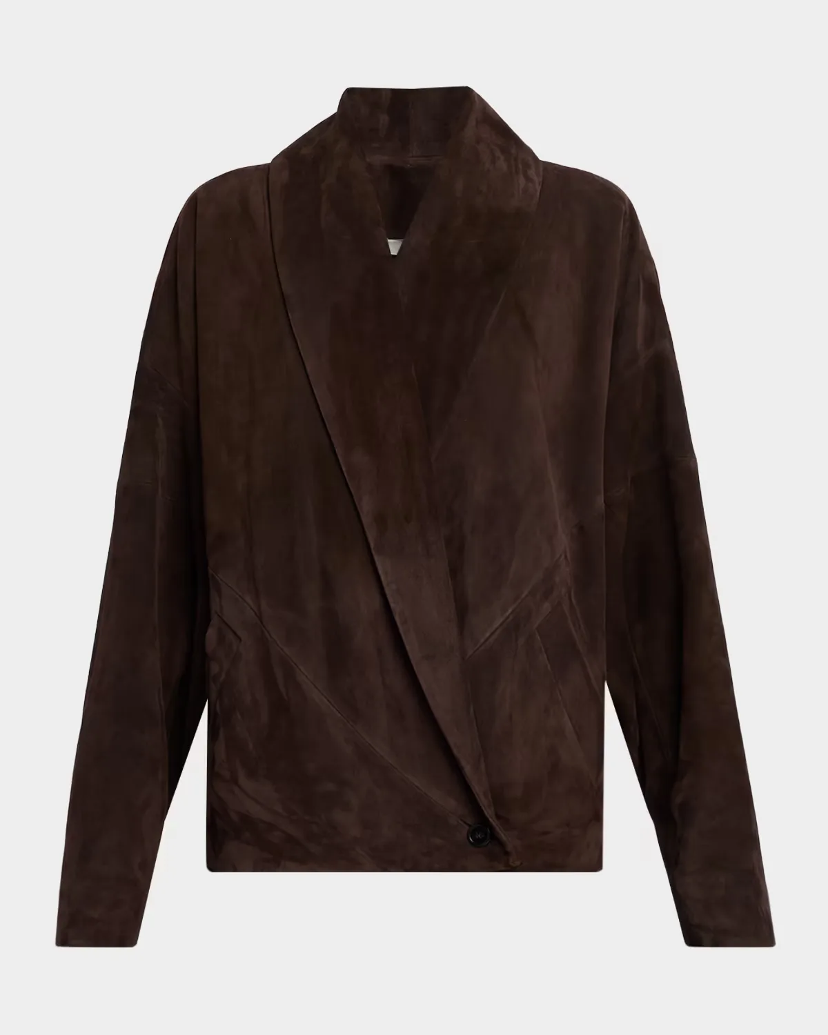 Shawl-Lapel Suede Wrap Jacket by Co