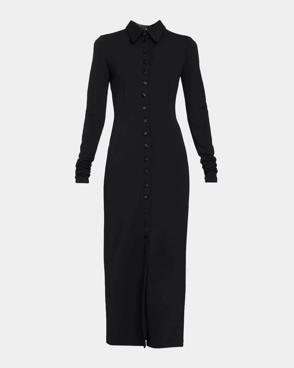 Satin Buttoned Wool-Blend Jersey Long-Sleeve Midi Dress by Dolce & Gabbana
