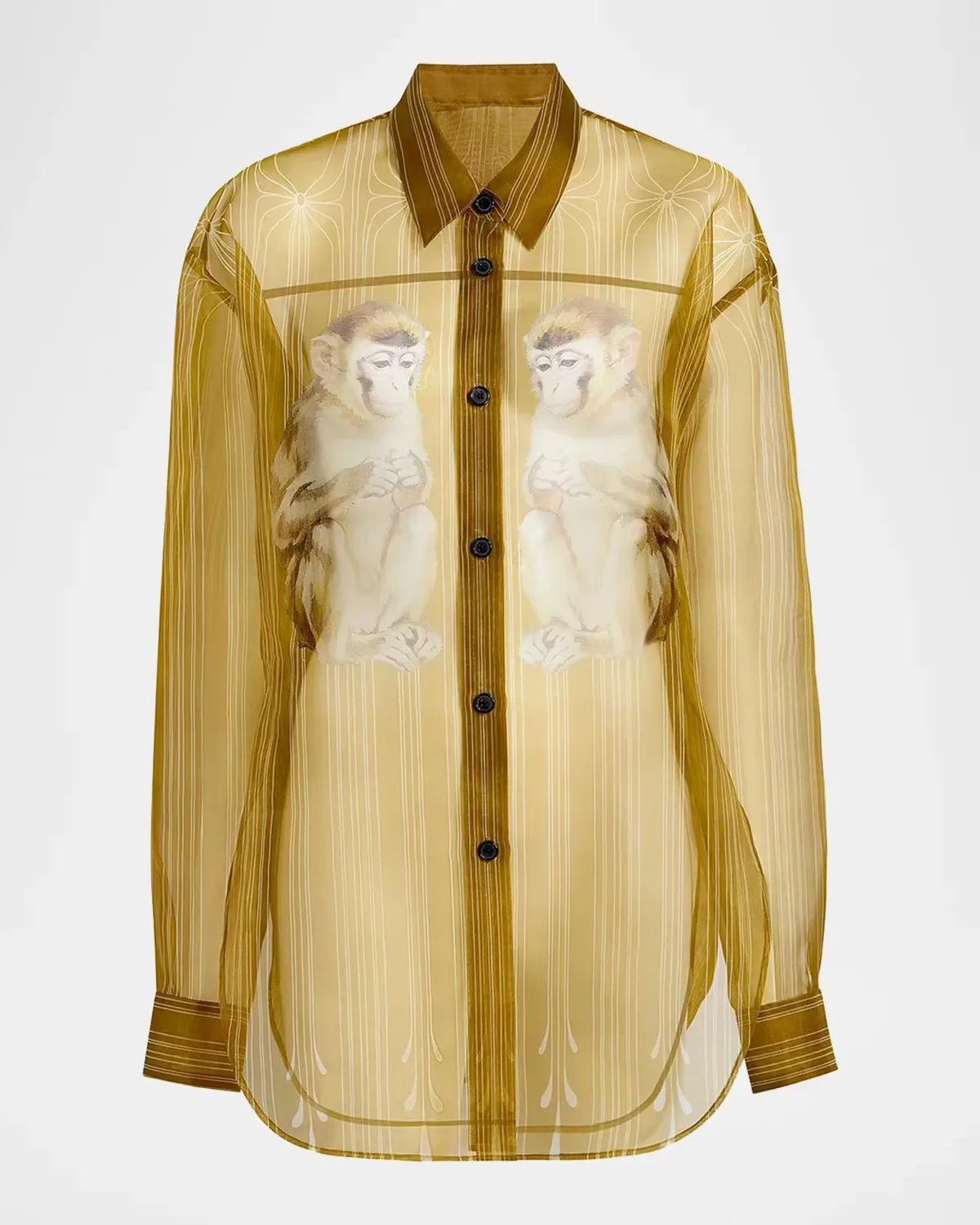 Goya Monkey Print Silk Organza Shirt by Khaite