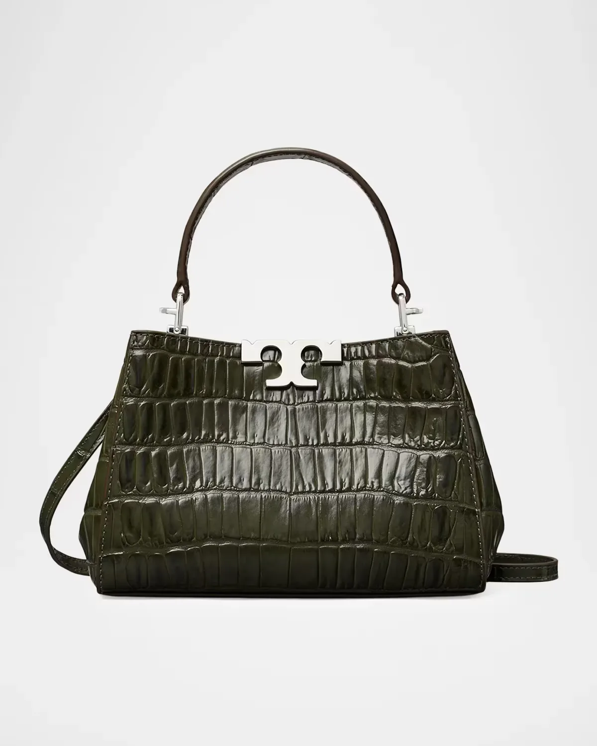 Eleanor Mini Croc-Embossed Satchel Bag by Tory Burch