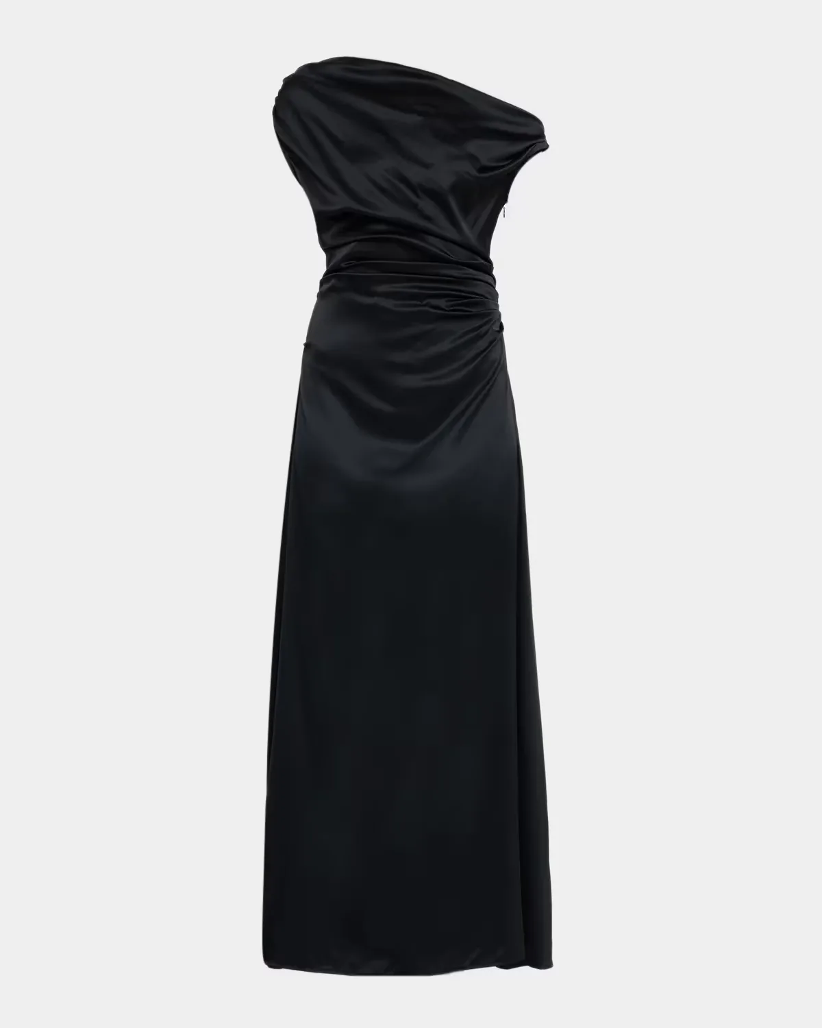 Phare Draped One-Shoulder Stretch Silk Midi Dress
