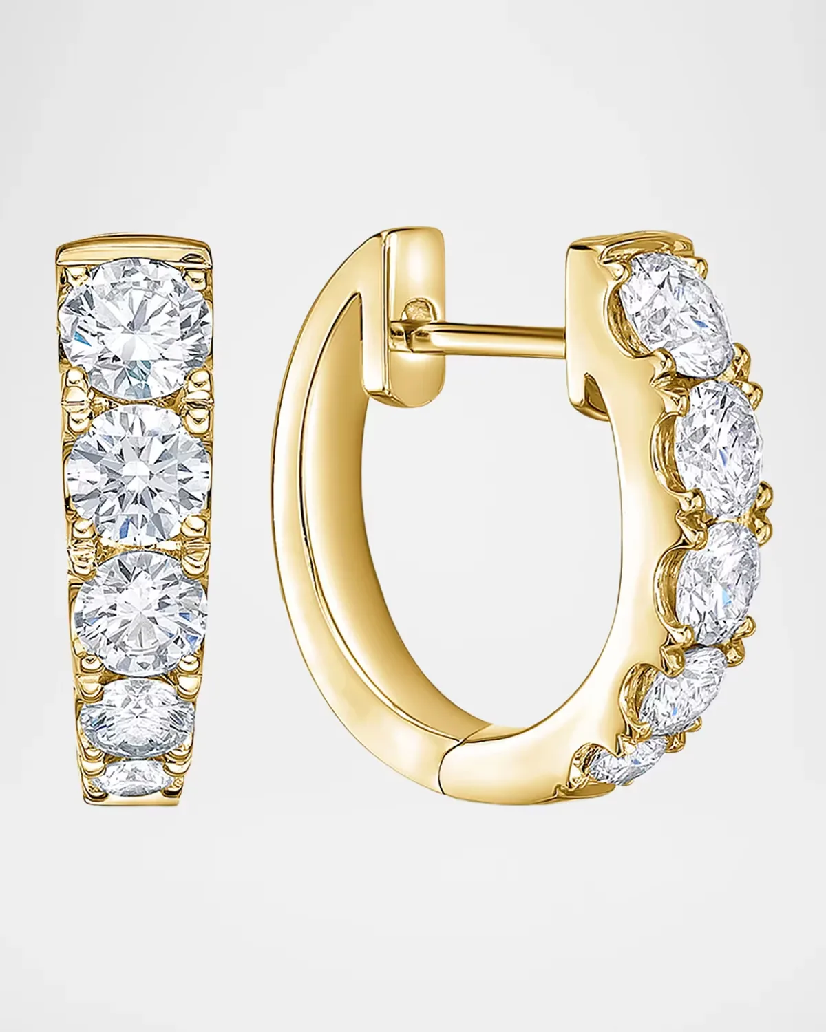 18K Yellow Gold Essentials Graduated Diamond Hoop Earrings