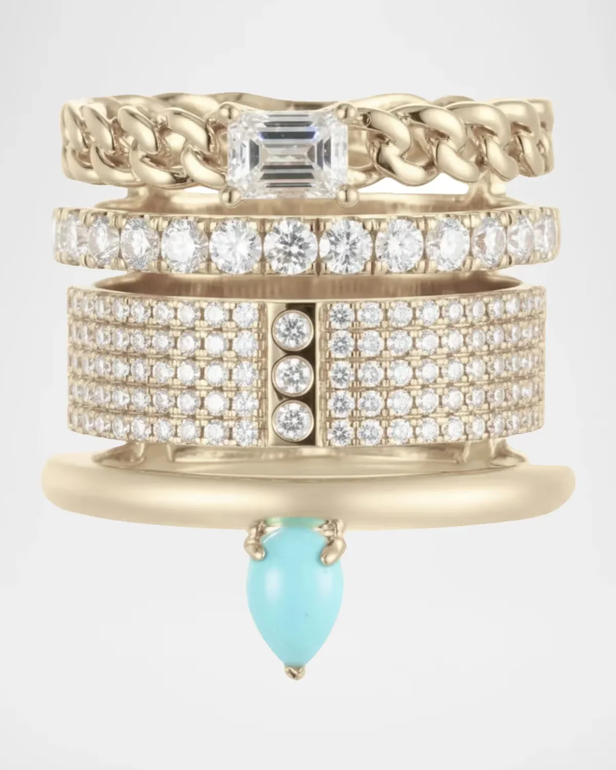 Typestack 14K Diamond and Turquoise Ring by TYPE JEWELRY