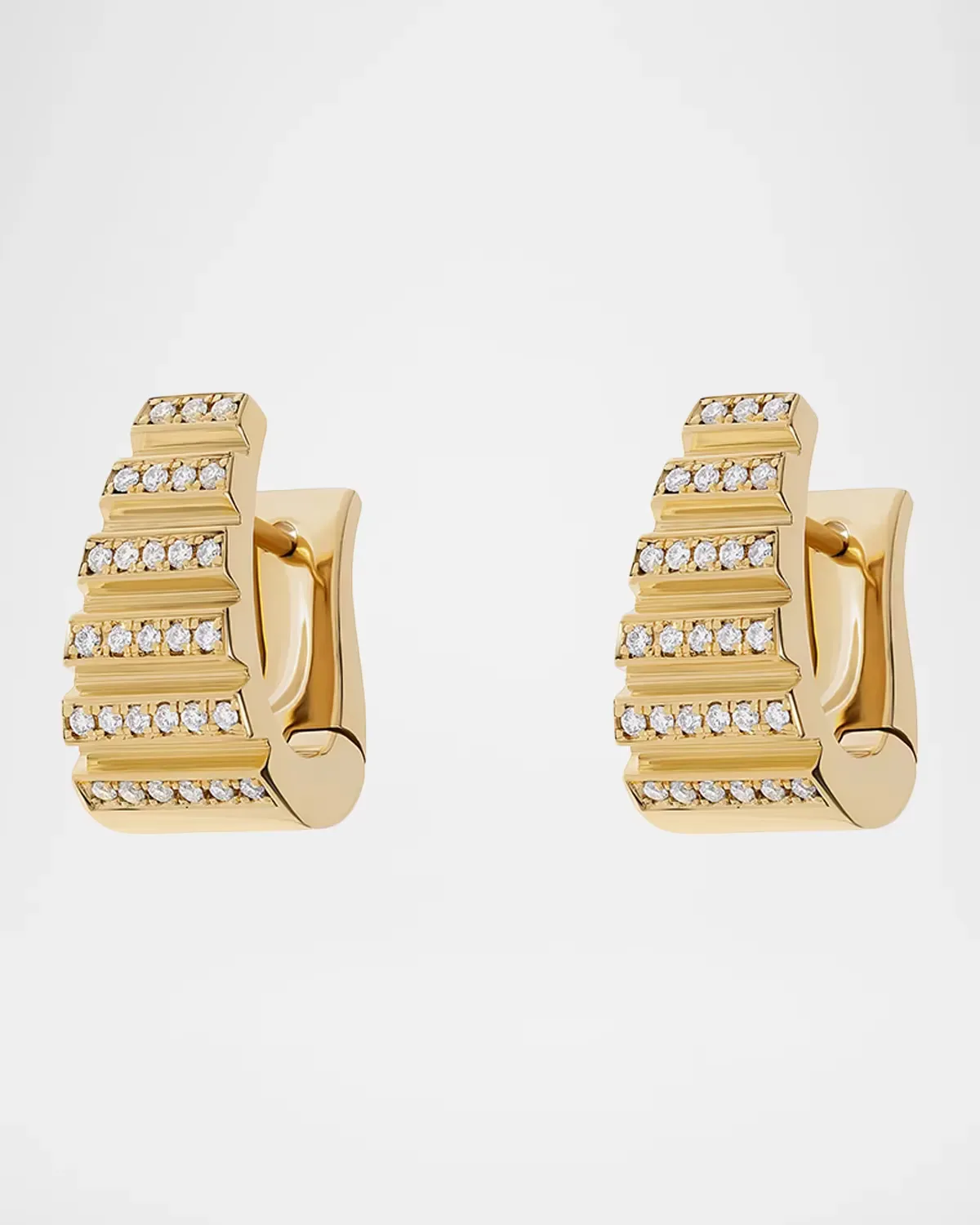 18K Escalier Large Pave Hoop Earrings by AZLEE