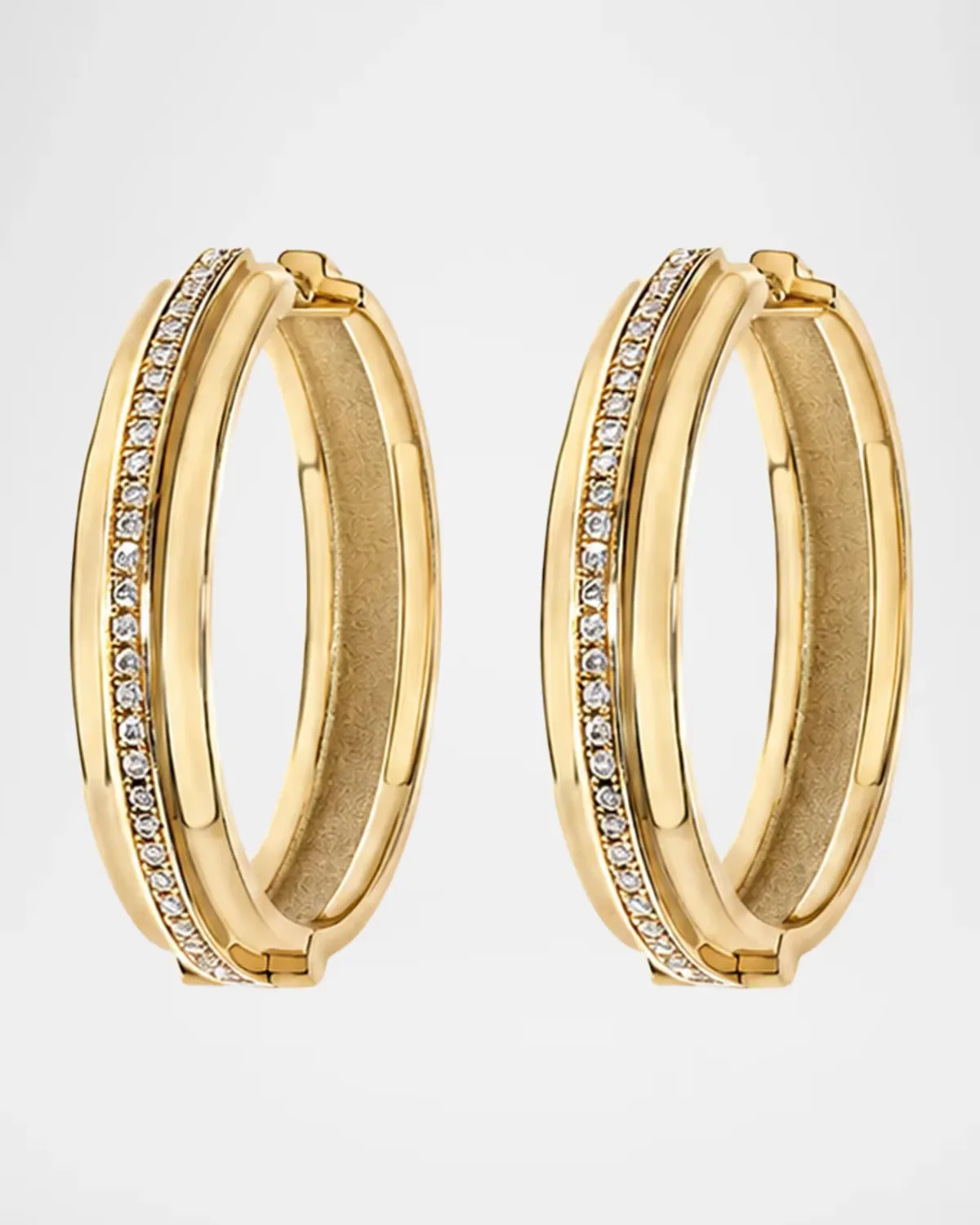 18K Staircase 3-Tier Diamond Hoop Earrings
