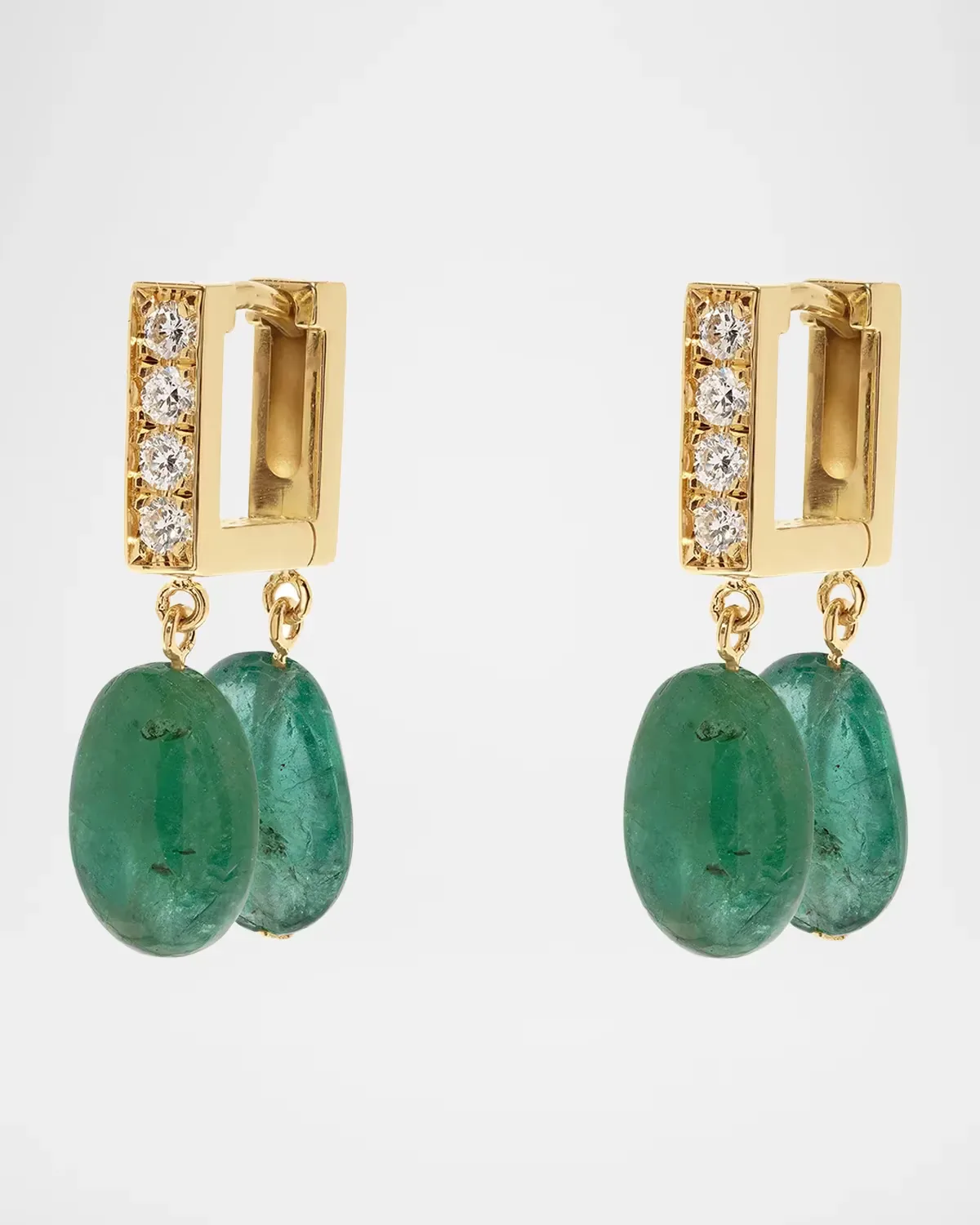 18K Mosaic Moss Diamond Hoop Earrings by AZLEE