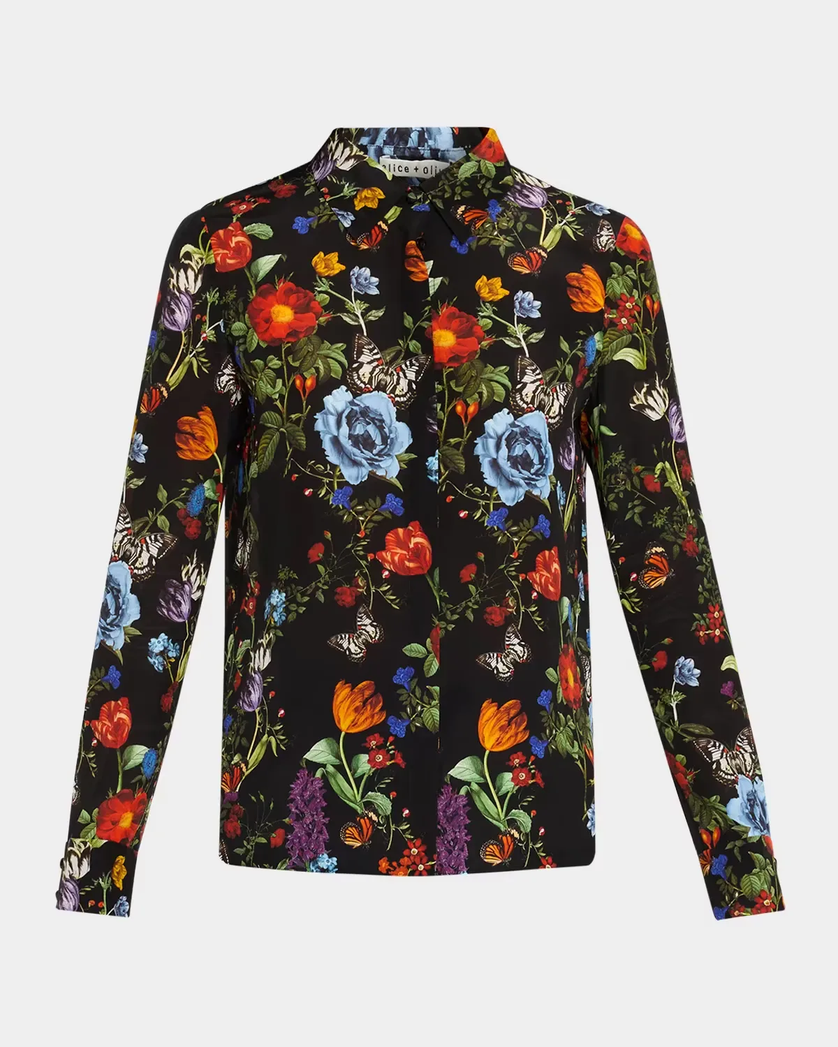 Willa Floral Silk Button-Front Blouse by Alice + Olivia