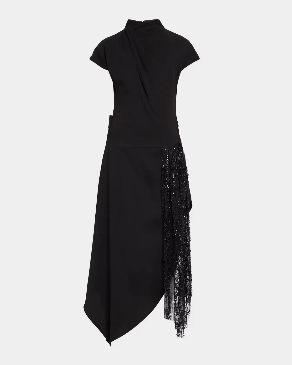 Effie Embellished Asymmetric High-Neck Dress