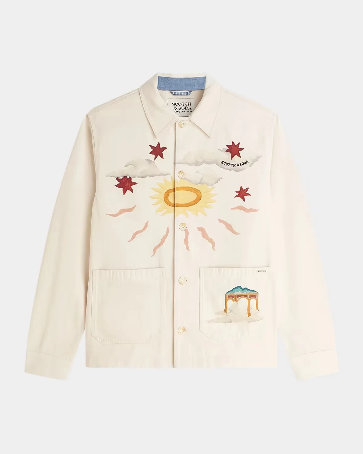 Printed Point Collar Cotton Overshirt by Scotch & Soda