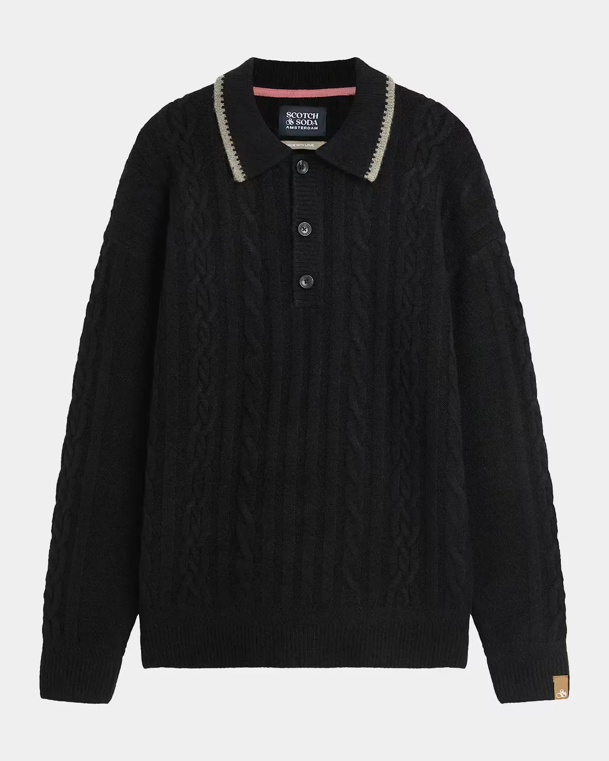 Cable-Knit Wool-Blend Polo Sweater by Scotch & Soda
