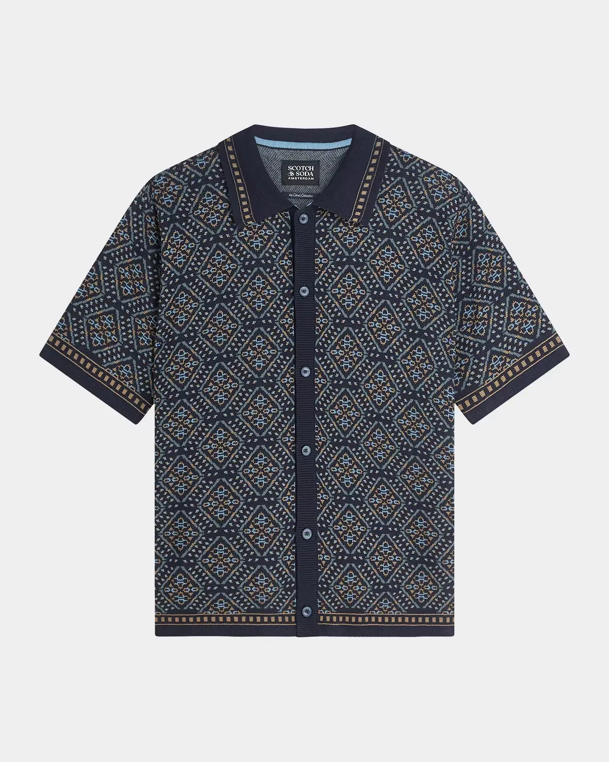 Sky Captain Jacquard Knitted Polo Shirt by Scotch & Soda