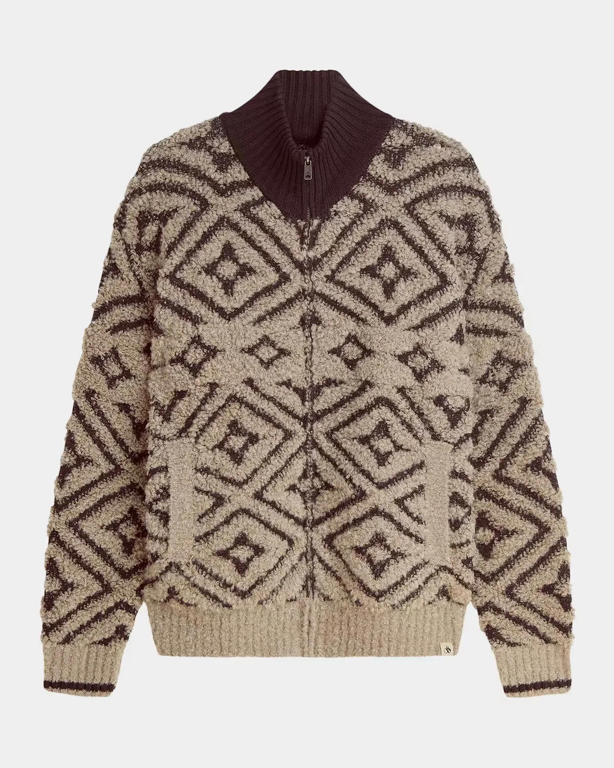 Jacquard Wool Zip-Front Sweater by Scotch & Soda