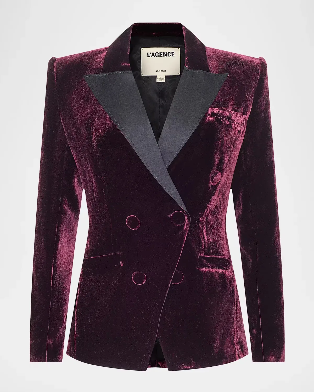Kyomi Satin-Lapel Velvet Blazer