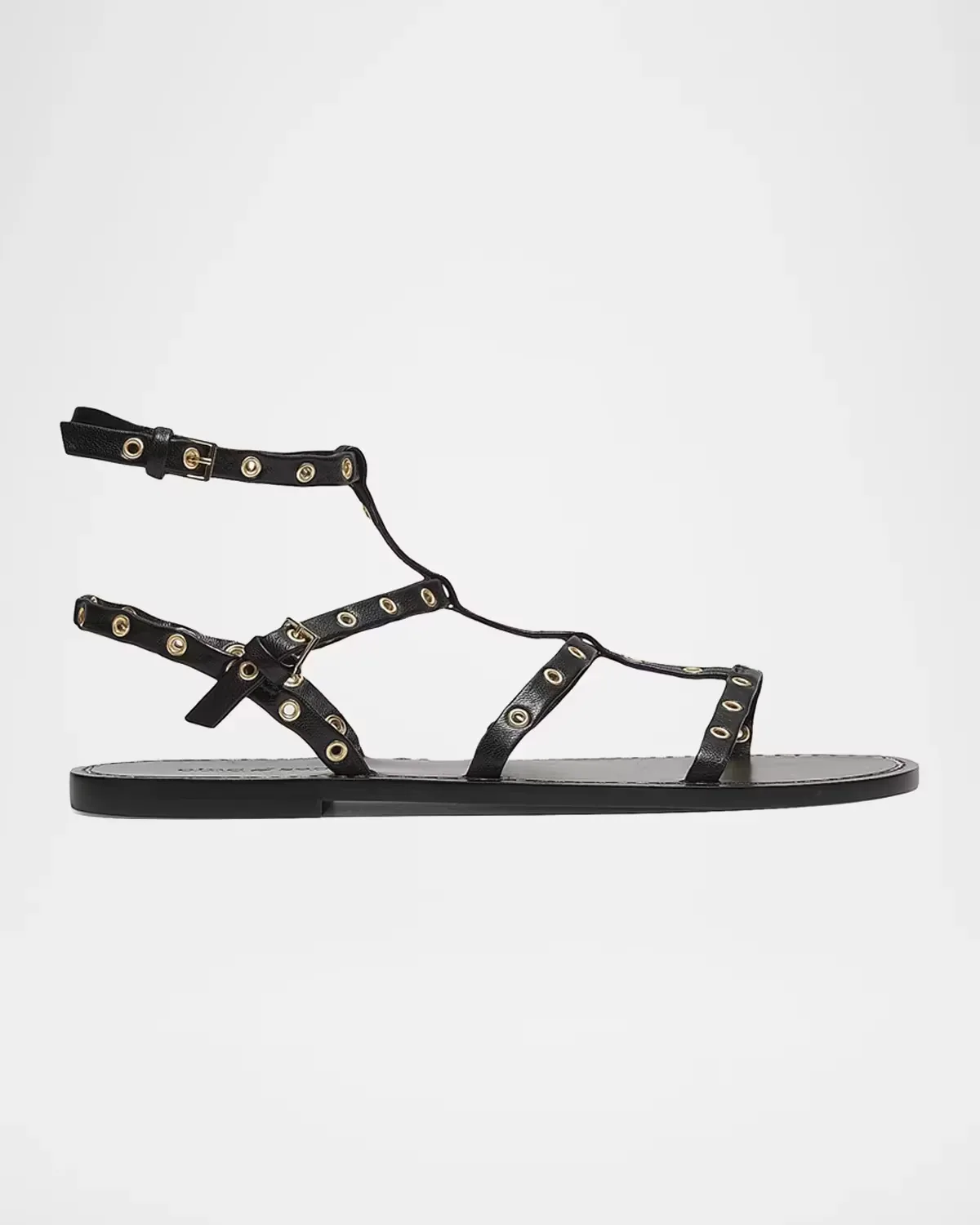 Ariella Grommet Leather T-Strap Flat Sandals by Cinq  Sept