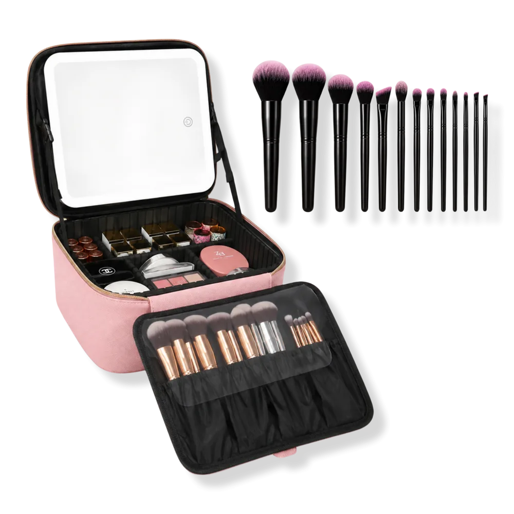 Makeup Case with Brush Set by Cosmoglo